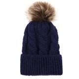 MXM-009 Fur Ball Cap Pom Poms Winter Hats for Mother Baby Kids