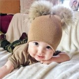 ZZM-088 Fur Ball Cap Pom Poms Winter Hats for Mother Baby Kids