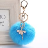 888-3 Cute Rhinestone Little Angel Car keychain fake Fur Key Chain Keychains