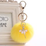 888-3 Cute Rhinestone Little Angel Car keychain fake Fur Key Chain Keychains