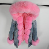 HK24 Winter Jacket Coat Fox Fur Parka Parkas