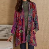 Vintage Ethnic Floral Print Women Jacket Coat Coats