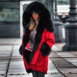 Women Faux Fur Parkas Long Female Jacket Coat Coats