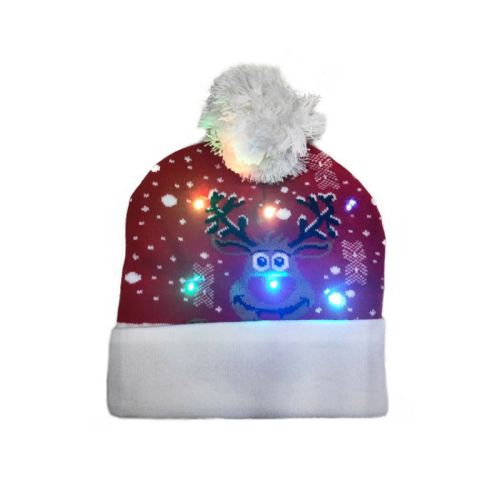 Outdoor Sport Running Christmas Knitted Hats Colorful LED Light-up Hats