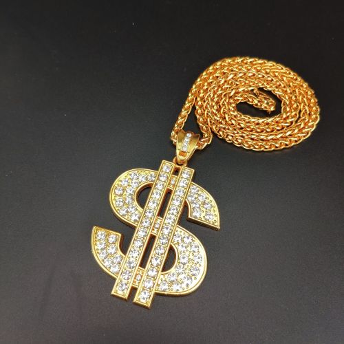56 Fashion Golden Hip Hop America Dollar Rhinestone Pendant Necklaces