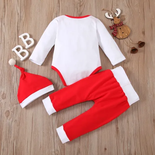 Children's suit three-piece jumpsuit red elastic pants with Christmas Bodysuits 1389206