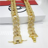 Hip hop Bling Cuban Necklace Paved Rhinestones Chain Necklaces
