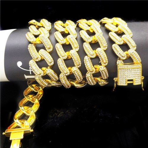 Hip hop Bling Cuban Necklace Paved Rhinestones Chain Necklaces