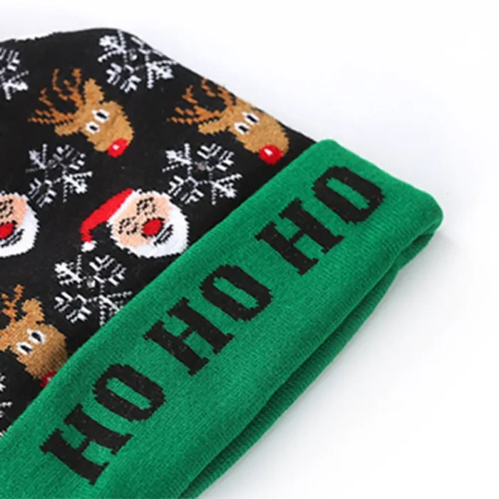 Christmas Decoration Flange Ball Knit Cap LED Colorful Hats