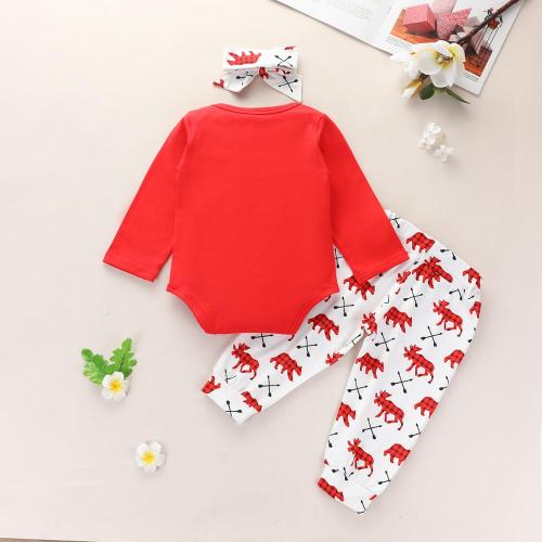 New Arrival Autumn 3pcs Baby Girl Christmas Sets Baby Bodysuits 1389210