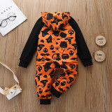 BLSH2045# Long-Sleeved Jumpsuit Pumpkin Printed Hooded Bodysuits