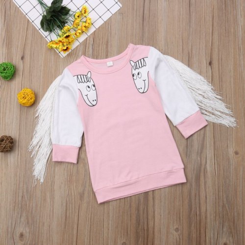 Baby Girl T-shirt Cartoon Fringe Long Sleeve Shirt Shirts Top Tops  1397554