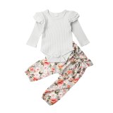 Long Sleeve Romper Tops Floral Pants 2Pcs Bodysuit Bodysuits 1397564