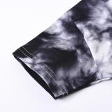 Tie-Dyed T-Shirt Tops+Fashion Printed Shorts Costume Bodysuit Bodysuits 1397553