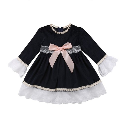 Autumn Baby Girl Long Sleeve Bowknot Princess Dress Party Dresses 1397581