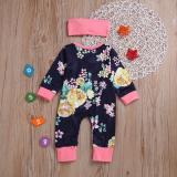 Cute Newborn Infant Baby Girl Floral Romper Jumpsuit Outfits Clothes Headband Bodysuits 1397563