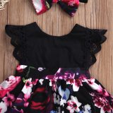 Newborn Baby Infant Girl Romper Tutu Dress Headband Floral Outfits Party Dress 1397587