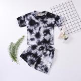 Tie-Dyed T-Shirt Tops+Fashion Printed Shorts Costume Bodysuit Bodysuits 1397553