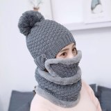 Winter Women's Knit Hat Cotton Ball Cover Collar Hats MZD890597