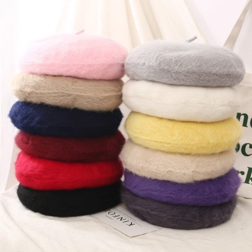 Fashion Rabbit Fur Winter Berets Painter Style Hat Wool Berets Hats 1398947