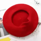 Woman Wool Beret Leather Flowers Autumn Beret Hat Hats 1398936