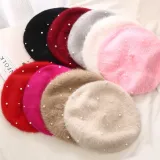 Women Autumn Winter Rabbit Pearl Vintage Beret Hat  Beret Hats 1398954