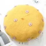 Woman Wool Beret Leather Flowers Autumn Beret Hat Hats 1398936