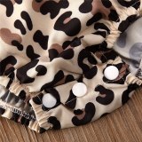 Newborn Baby Girls Clothes Leopard Print Headband 2pc Bodysuits