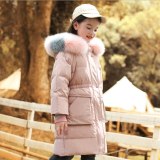 Winter Thin Down Jacket With Pocket Kids Girl Clothes Outwear Long Coats LB881589