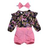 3pcs Lovely Baby Girls Clothes Soft Romper and Shorts and Headdress Bodysuits MN17983
