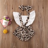 Newborn Baby Girls Clothes Leopard Print Headband 2pc Bodysuits