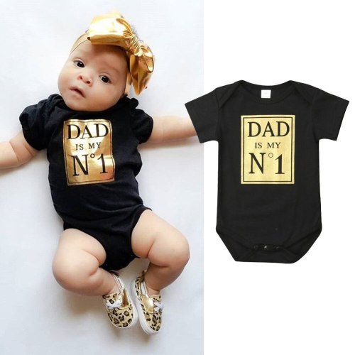 Newborn Baby Short Sleeve Letter Print Cotton Romper Jumpsuit Bodysuits ZLJ03865