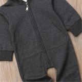 Newborn Baby Boys Girls Gray Hooded Hoodies Romper Bodysuits HYJ13225