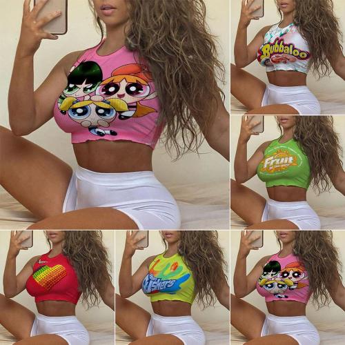 2020 Summer Casual Fitness Short Vest Candy Colors Sexy Crop Tops 671683