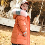 Winter Thin Down Jacket With Pocket Kids Girl Clothes Outwear Long Coats LB881589