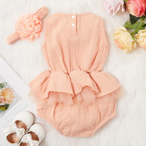 Summer Baby Clothes Jumpsuit + Headband Pink Bodysuits PP90523