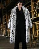 Men Leopard Faux Mink Fur Long Coat Coats