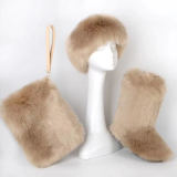 BLFT07 Hot Sale Faux Fur Boots Headband Bags