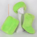 BLFT07 Hot Sale Faux Fur Boots Headband Bags