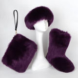 BLFT07 Hot Sale Faux Fur Boots Headband Bags