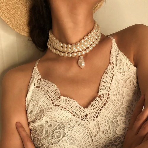 Fashion Pearl Bead Choker Necklace Necklaces C243647