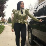 Black Faux PU Short Coats and Jackets Outerwear A504354