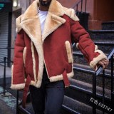 Winter Solid Color Stitching Plush Jacket Coat Coats E2T74758