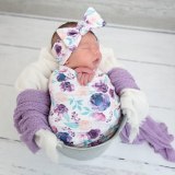 Newborn Baby Blanket Sleeping Bag Swaddle Hat Headband 3Pcs Bodysuits TB-620287009666