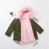 Winter Faux Fox Fur Liner Children's Outerwear Warm Coat Parkas