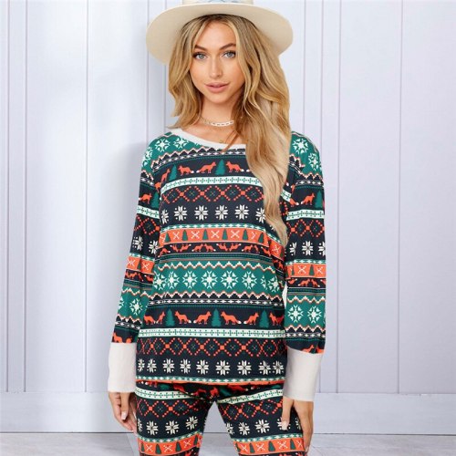 Christmas Festival Clothing Sets Long Sleeve Top and Pants Suit Homewear LQ05465