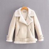 Thick Warm Zipper Women Jacket Outwear PU Coat Coats AMIE-2019210