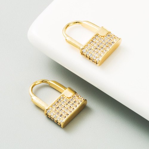 Exquisite Colored Zircon Lock-shaped Earrings E319210
