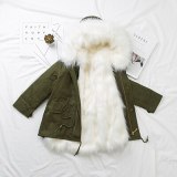 Winter Faux Fox Fur Liner Children's Outerwear Warm Coat Parkas