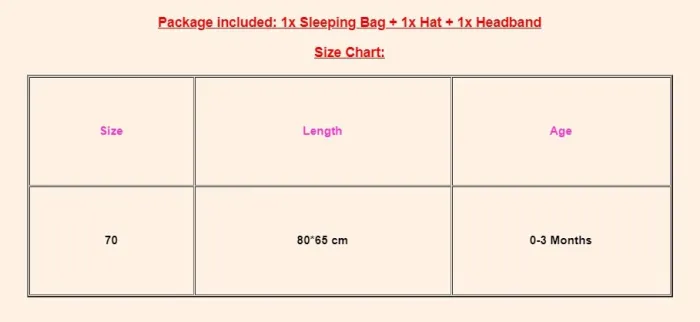 Newborn Baby Blanket Sleeping Bag Swaddle Hat Headband 3Pcs Bodysuits TB-620287009666